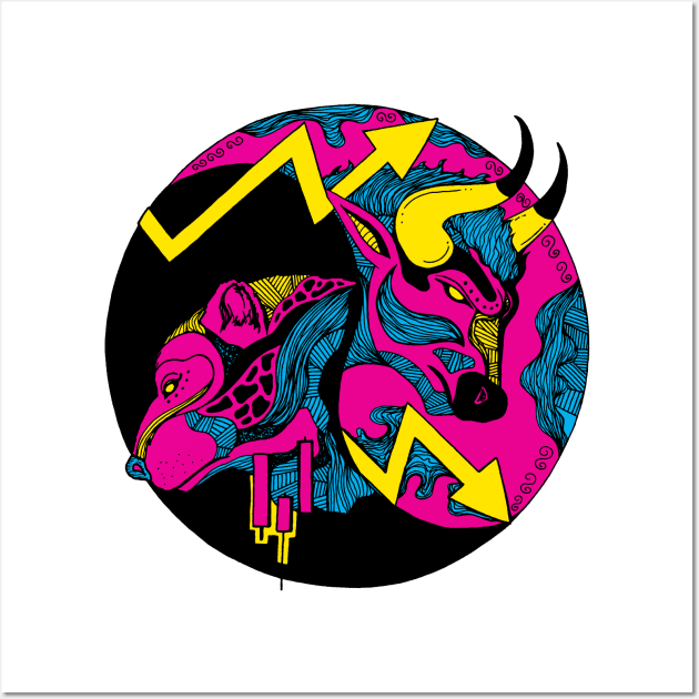 CMYK Bull and Bear Wall Art by kenallouis